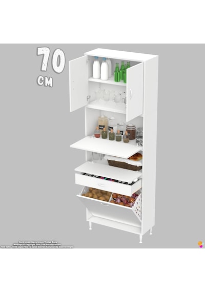 Modilayn Ece Çok Amaçlı Kiler Dolabı Kapaklı Çekmeceli Sepetli - Mutfak Ve Kahve Düzeni 70 Cm Beyaz Modilayn Ece Çok Amaçlı Kiler Dolabı Kapaklı Çekmeceli Sepetli - Mutfak Ve Kahve Düzeni 70 Cm Beyaz
