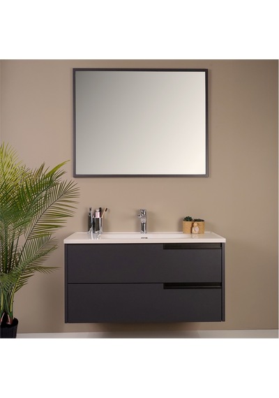 Kobos Eylül 100 Cm Banyo Dolabı Seti Argento Antrasit Kobos Eylül 100 Cm Banyo Dolabı Seti Argento Antrasit