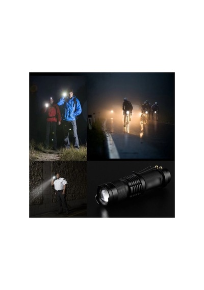 Km-87 Polis Tipi Zoomlu Şarjlı Metal Dağ Kamp Cep Feneri Cree Led 2300 Lumens Beyaz