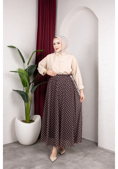 Hira Life Fashion Kadın Astarlı Puantiye Desenli Tül Etek Kahverengi-bej Kahverengi-bej Hira Life Fashion Kadın Astarlı Puantiye Desenli Tül Etek Kahverengi-bej Kahverengi-bej