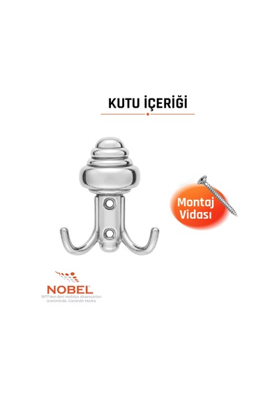 Sarikli Askı, Metal Vestiyer Askısı, 27 Gr, Dolap Ve Duvar Askılığı, Krom Vidalı