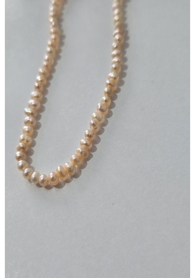 3 Mm Somon Renk Gerçek İnci Kolye 0235 - Somon