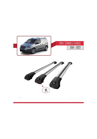 Opel Combo E Panelvan 2019-2022 Arası İle Uyumlu Ace-1 Ara Atkı Tavan Barı Gri 3 Adet Bar