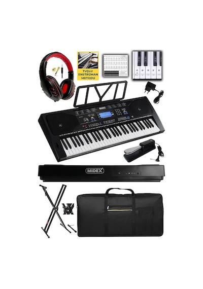 Midex Ps-4500ksp Tuş Hassasiyetli 61 Tuşlu Org Sustain Pedallı Usb Mp3 Pedal Stand Kulaklık Çanta Notalık Metod