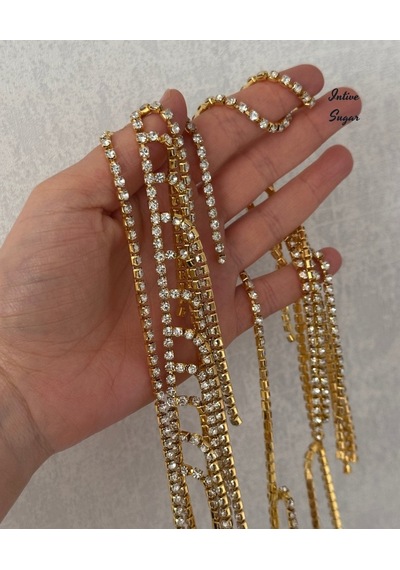 Intive Sugar Gold Sarkık Taşlı Zincir Detaylı Vücut Sütyenli Vücu Renkli