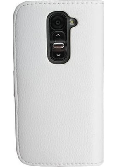 G2 Mini İle Uyumlu Yan Model Kartlıklı Deri Kılıf Beyaz Renk