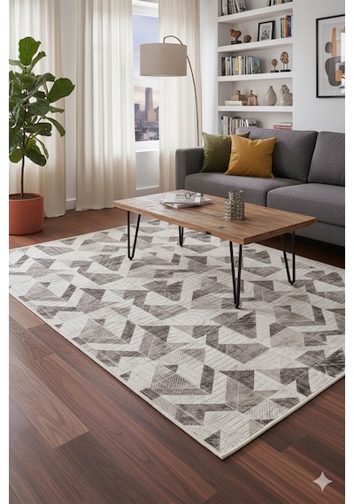 Villadia Home Textile Kaymaz Taban Modern Desen Halı Yolluk Leke Tutmaz Kolay Temizlenir Koridor Salon Yatak Mutfak Odası Vd4037kahve Kahve