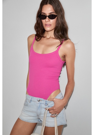 ETHIQUET E VENA Kadın Yumuşak Ve Esnek Kumaşlı Organik Pamuklu Çıtçıtlı Koyu Fuşya Body Suit