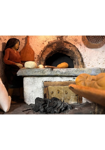 El Yapımı Rustik Ekmek Fırını Diorama Ahşap Ve Kil Detaylarıyla Minyatür 3 Boyutlu Fırın Sahnesi