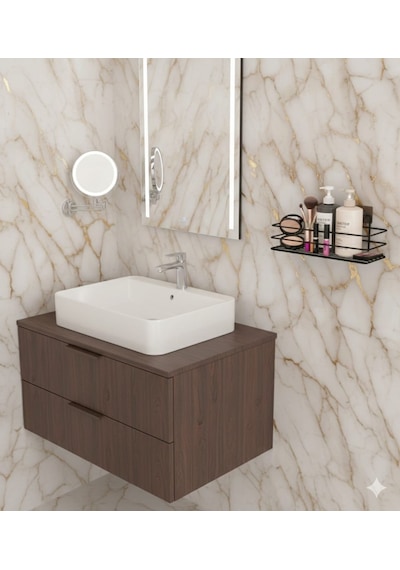 Yapışkanlı Banyo Rafı- Mutfak Baharatlık- Duş Şampuanlık Duvar Düzenleyici Organizer 1 Adet Siyah