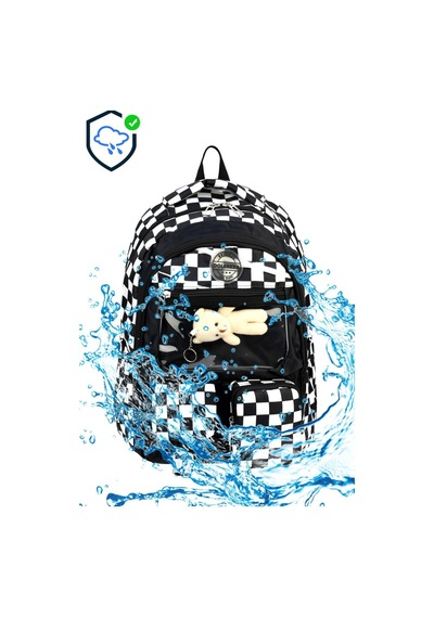 Lilymoon Kız Çocuk Ergonomik Okul Çantası Peluş Ayıcık Charmlı Siyah