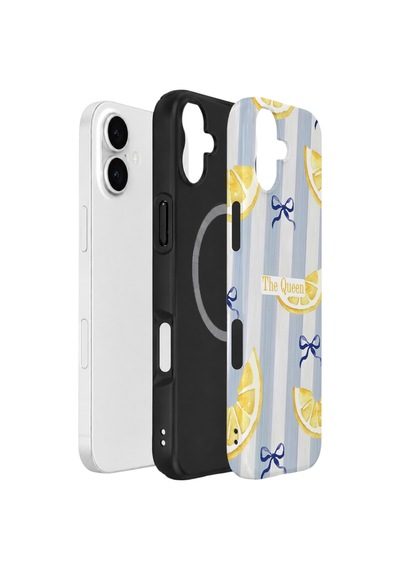 Apple iPhone Uyumlu 17 Vorian Çift Katmanlı Magsafe Kılıf Queen Lemon Bow