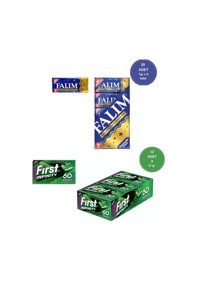 Falım 7gr X 5 X 20 - First 27gr X 12 Avantajlı Falım Damla Sakız Ve First 60 Dakika Yeşil Nane