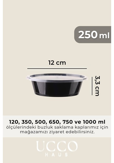 10'lu 250 Ml Kıyma Et Sos Kemik Suyu Sebze Saklama Kabı Sızdırmaz Mikrodalga Buzluk Düzenleyici Siyah