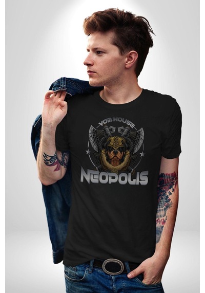 Neopolis Rottweiler Viking Unisex Unisex Siyah Organik Baskılı T-shirt Penye Yüksek Kalite Siyah