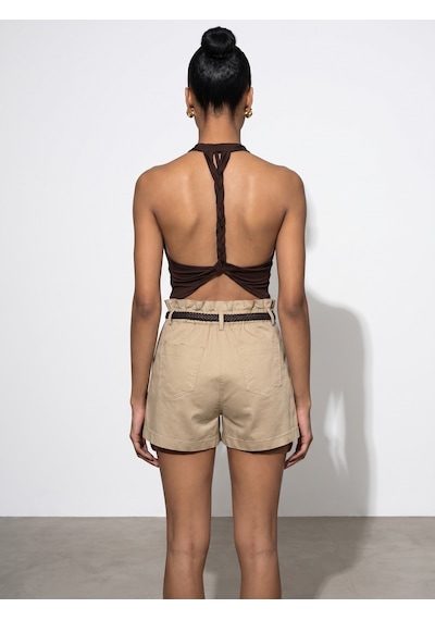 Dilvin 21246 Degaje Yaka Top-koyu Kahve