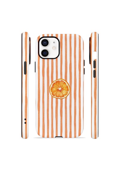 Apple iPhone Uyumlu 11 Vorian Çift Katmanlı Magsafe Kılıf Orange Slice Stripe