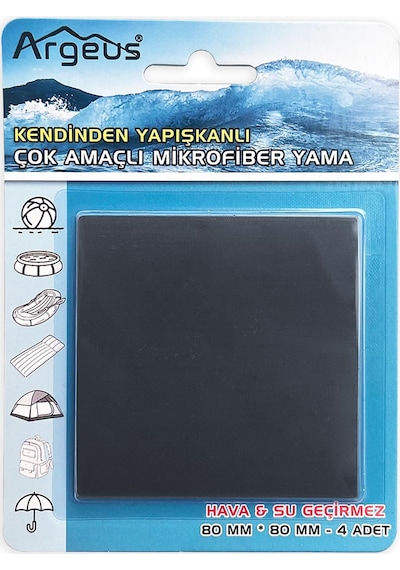 Argeus 4'lü Yapışkanlı Fiber Çadır Tamir Yaması Antrasit Çok Renkli
