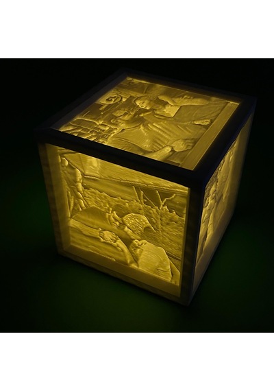 Sihirli Anılar 4 Fotoğraflı Lithophane Beyaz Dekoratif Gece Lambası 7x7 Cm