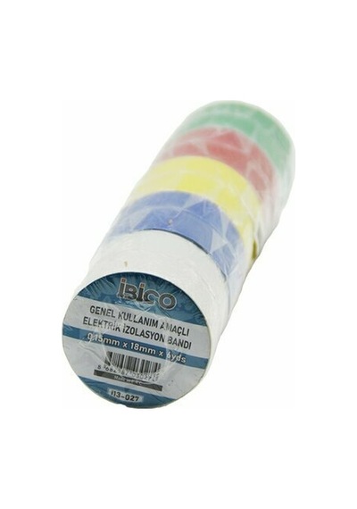 İbico İ13-027 Renkli İzolasyon Elektrik Bandı 0.15mm X 18mm, 6 Yards - 10'li Paket