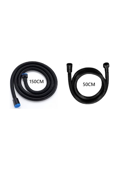 Fawer Siyah Spiral Duş Hortum Kısa Ve Uzun 150cm - 50cm