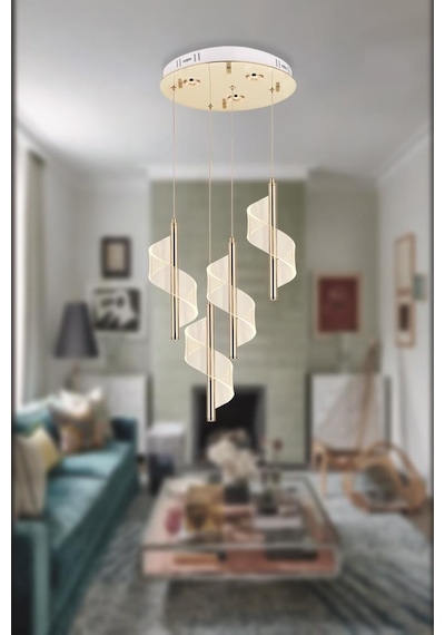 Eray Aydınlatma P7077-3+1 4lü Sarkıt Led Avize Gold