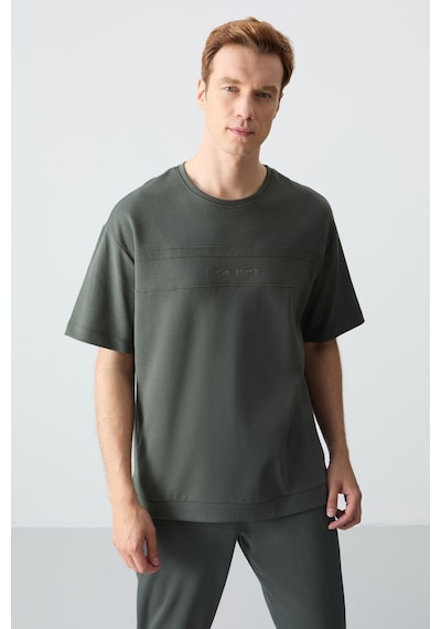 Tommy Life Haki Pamuklu Kalın Yumuşak Dokulu Oversize Fit Basic Erkek Eşofman Takım - 85261 Haki