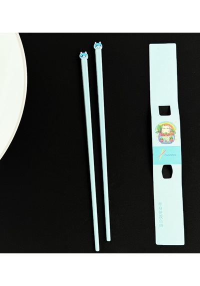 Kedi Figürlü Metal Chopstick Mavi Diğer