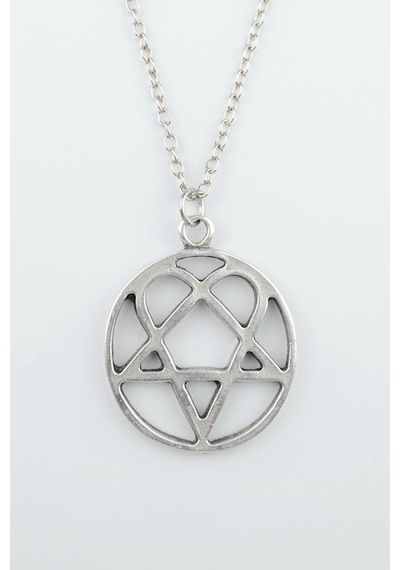 Heartagram Düz Zincir Kolye Gümüş