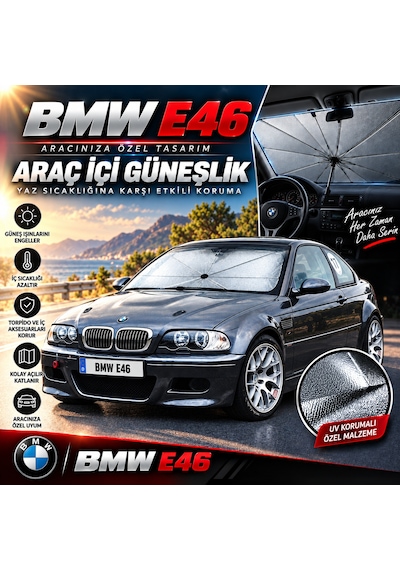Bmw E46 Araç Ön Cam Güneşliği Katlanabilir Şemsiye Oto Güneşlik Uv Korumalı Gölgelik Araba Oto Şemsiyesi