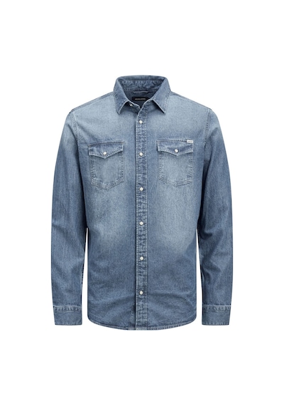 Jack & Jones Erkek Jjesheridan Dar Kesim Kot Gömlek 12138115 Orta Mavi