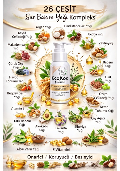 Ecokoa Naturals Saç Ve Saç Derisi Onarım Bakım Yağı 100 Ml