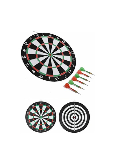 43 Cm Çift Taraflı Büyük Dart Seti 6 İğneli Ok Seti Dahil Profesyonel Görünümlü Klasik Hedef Oyu