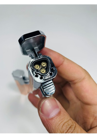 Pürmüzlü Metal Turbo Çakmak 3Gözlü //75Mm