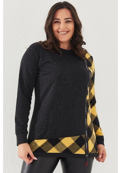 Lady Majestic Kadın Büyük Beden Sweatshirt Sarı