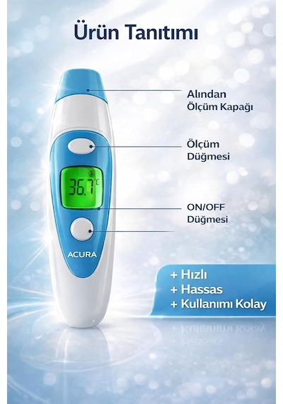 Ac-9280 Kulaktan & Alından Ateş Ölçer, Beyaz Mavi
