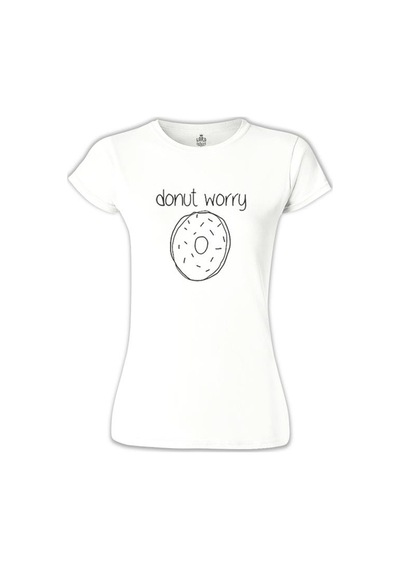 Donut Worry Beyaz Kadın Tshirt 001