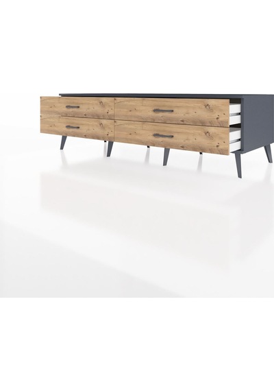 Kronos Tv Ünitesi 4 Çekmeceli 176x59x51 Antrasit-antrasit/çam Antrasıt/atlas Çam Kronos Tv Ünitesi 4 Çekmeceli 176x59x51 Antrasit-antrasit/çam Antrasıt/atlas Çam