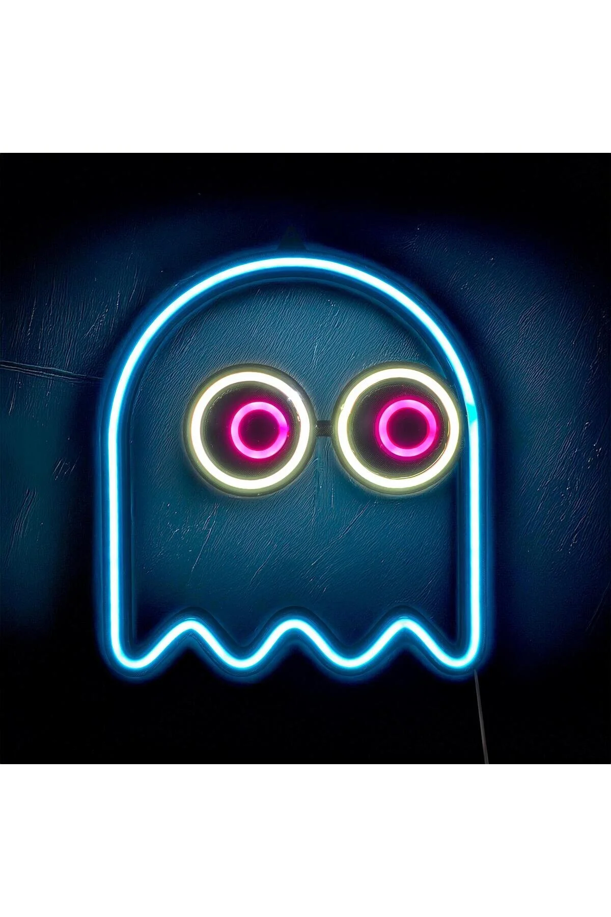 Pacman Ghost 3d Baskı Neon Led Buz Mavisi