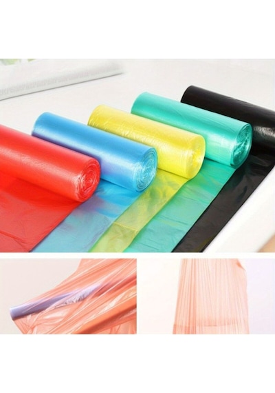 5 Paket Büyük Boy 65x70 Çilek Kokulu Büzgülü Çöp Poşeti 50 Adet Çöp Torbası 60 Litre