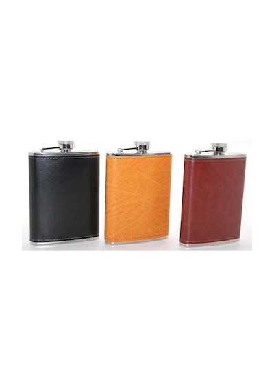 Paslanmaz Çelik Tekli 8 Oz Derili Matara Alk2661 Çok Renkli