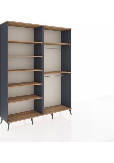 Hyperion Gardrop 7 Raflı 2 Askılı 176x44x221 Antrasit-çam Çam