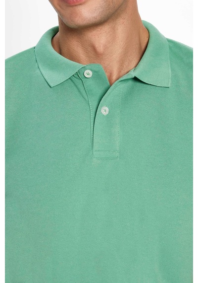Tudors Erkek Slim Fit Dar Kesim Pamuklu Yumuşak Dokulu Serin Tutan Kumaş Düz Pike Yeşil Polo Yaka Tişört-31628-yeşil Yeşil