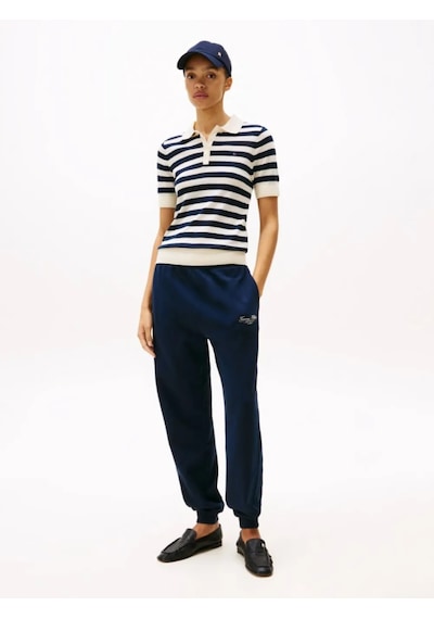 Tommy Hilfiger Kısa Kollu Triko Örgü Polo Yakalı T-shirt Siyah