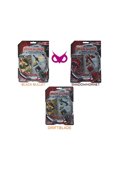 Monsuno Lisanslı 3 Lü Fusion Figür Seti Black Bullet, Shadowhornet, Driftblade Tek Beden