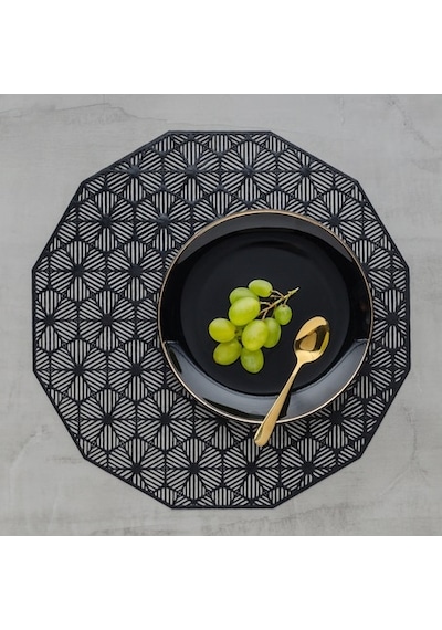 Onekado 6 Lı Amerikan Servisi Supla Yuvarlak Altın Gold Dando 38 Cm Pvc Dekoratif Masa Altlığı Gold