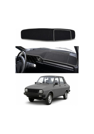 Renault - 12 Toros Kapakli 1972-1999 Uyumlu Torpido Koruma Kılıfı - Gri Şeritli