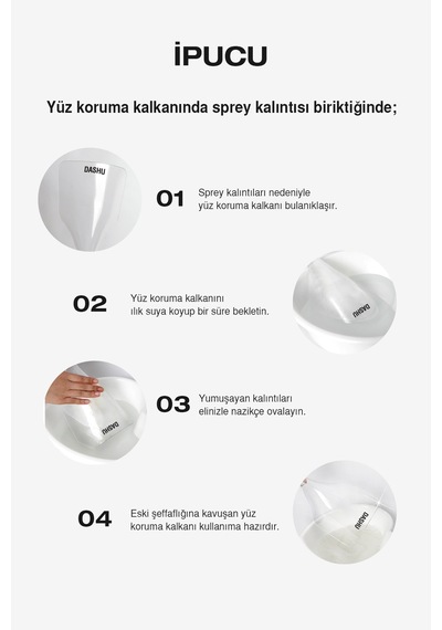 Çok Amaçlı, Saç Spreyi Yüz Koruma Kalkanı Dashu Face Cover See-through
