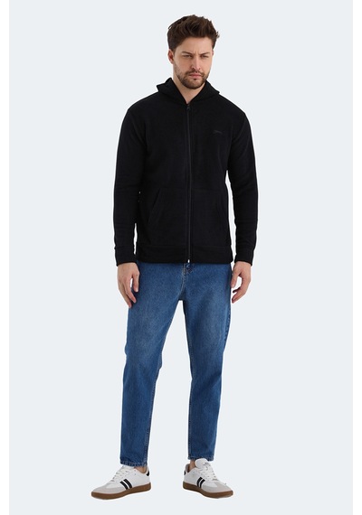 Slazenger Samson 2 Li Set Erkek Fermuarlı Kapüşonlu Cepli Sweatshırt Siyah - İndigo
