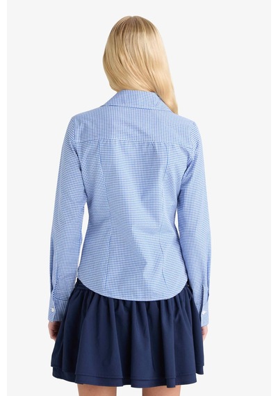 Defacto Coool Fitted Poplin Uzun Kollu Gömlek G0996ax25aube439 Mavi